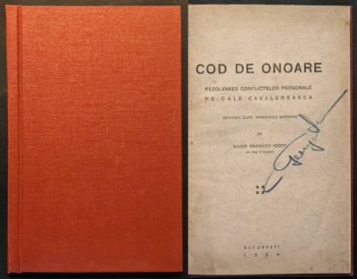 1924 COD DE ONOARE Rezolvarea Conflictelor pe cale Cavalereasca D. Iosif DUELUL foto