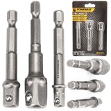 Set 3 Adaptoare Chei Impact 1/4 3/8 1/2 Powermat - Masina Gaurit, Filetanta - Otel Oxidat Durabil