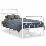 VidaXL Cadru de pat metalic cu tăblie de cap/picioare, alb, 90x200 cm