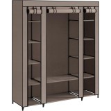 SONGMICS Garderoba din material textil, dulap portabil, cu rafturi si sina de agatat, 150x45x175cm, taupe Household NewTrend