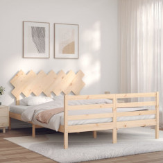 vidaXL Cadru de pat cu tăblie, 140x200 cm, lemn masiv