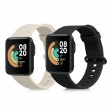 Set 2 curele pentru Xiaomi Mi Watch Lite/Redmi Watch, Kwmobile, Negru/Bej, Silicon, 54778.04