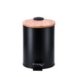 Cos gunoi cu clapeta fier negru, bambus 17 x 24,5 cm, 3 L