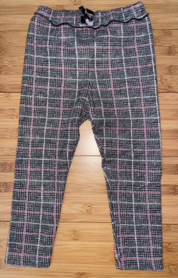 Pantaloni casual fata ZARA carouri roz/negru bumbac 2/3 ani noi foto