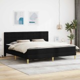 vidaXL Cadru de pat cu saltea cu headboard Negru 200 x 200 cm țesătură 3415130