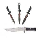 Cumpara ieftin Cutit de vanatoare Tang Hunter si 3 Cutite de aruncat, DEPOX&reg; , 28 cm ,Otel inoxidabil