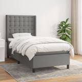 Cumpara ieftin Pat box spring cu saltea, gri &icirc;nchis, 80x200 cm, textil