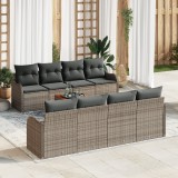 vidaXL Set Canapea Grădină Gri 9 pcs Gri mare Ratan, Poliester