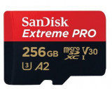 Card memorie Sandisk Extreme Pro microSDXC, 256GB, UHS-I, U3, Clasa 10 + Adaptor SD