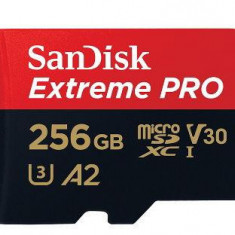 Card memorie Sandisk Extreme Pro microSDXC, 256GB, UHS-I, U3, Clasa 10 + Adaptor SD