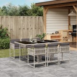 vidaXL Set mobilier de grădină cu perne, 7 piese gri deschis poliratan