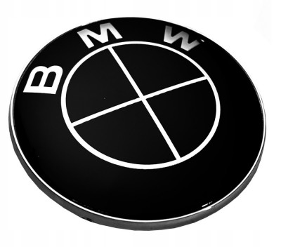 Emblemă neagră cu logo-ul BMW pentru capotă 82 MM foto