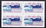 TSV$ - 1969 LP 712 CENTENARUL LINIEI FERATE BUC. FILARET-GIURGIU BLOC X 4 MNH/**, Nestampilat