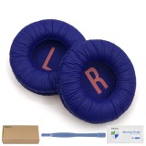 Set 2 Bureti Casti Albastru Piele Ecologica Spuma Memorie Compatibil JBL JR310BT JR300BT Rapoo H8060 60x60x15mm