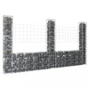 Cos gabion &icirc;n forma de U cu 3 stalpi, 260x20x150 cm, fier GartenMobel Dekor, vidaXL