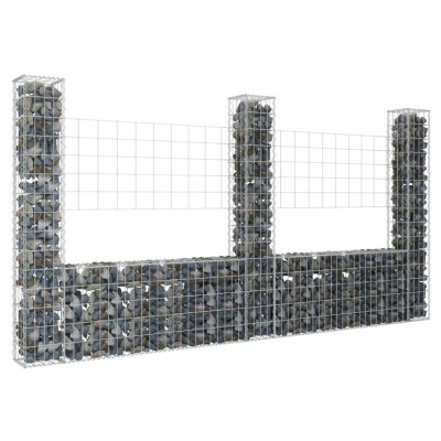 Cos gabion &amp;icirc;n forma de U cu 3 stalpi, 260x20x150 cm, fier GartenMobel Dekor foto