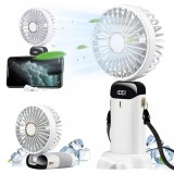 Ventilator Ultra Portabil cu Aromaterapie, 3 in 1, de Mana, de Birou, de Gat, 5 Trepte de Viteza, Incarcare USB, Autonomie 12h, Pliabil, cu Ecran LCD,