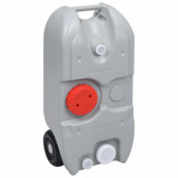 vidaXL Rezervor Apa Camping cu Roti 40L Gri Portabil HDPE PP, Toaleta/Chiuveta Rulota, Teava+Robinete, Ușor de Curățat