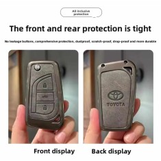 Husă cheie auto din piele si aliaj plus breloc piele compatibil Toyota Aygo , Hillux,&nbsp; Avensis, RAv4 , Auris