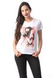 Cumpara ieftin M367-2 Tricou cu maneca scurta si imprimeu Alba ca Zapada