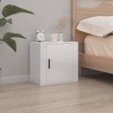 Noptiera perete Gossi, alb extralucios, 50x30x47 cm, lemn compozit, montare suspendata, design modern, spatiu depozitare, blat robust