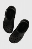 Crocs papuci Classic Platform Lined Clog femei, culoarea negru, cu platforma, 207938