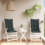VidaXL Perne scaun spătar &icirc;nalt negru carouri 2 buc 120x50x7 cm textil