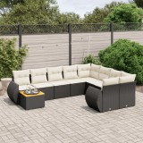 Gossi set canapele de gradina cu perne, 10 piese, negru, poliratan