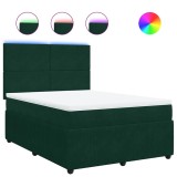 Cumpara ieftin Pat box spring cu saltea, verde inchis, 160x200 cm, catifea