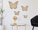 Set 4 decoratiuni de perete Butterflies, Mauro Ferretti, 35x29 cm, fier, auriu