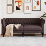 Gossi canapea chesterfield cu 2 locuri, maro inchis, material textil