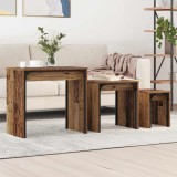 vidaXL Masă de Cafea cu Tăvi Lăsate 3 pcs Lemn vechi 60 x 35 x 56 cm