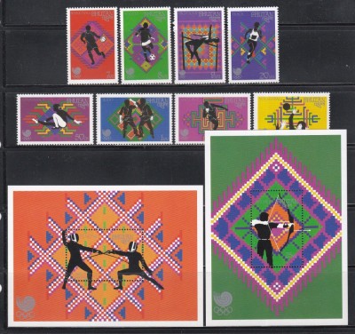 Bhutan 1989 - Jocurile Olimpice &amp;ndash; Seul, Serie + 2 Colite, SET COMPLET, MNH foto