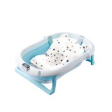 Cadita de baie pliabila, cu pernuta, termometru, pliere rapida, usor de utilizat, picioare antiderapante, varsta 0-3 ani, 25l, albastru, buz