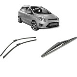 Cumpara ieftin Set 3 stergatoare FORD C-MAX II (DXA/CB7, DXA/CEU) din 2010-2019, pentru parbriz si luneta fata si spate auto, Bosch Twin-Aerotwin, din cauciuc silico