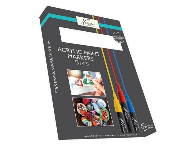 Set 5 markere acrilice, Nassau Fine Art