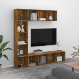 VidaXL Set dulap TV/cărți, 3 piese, stejar afumat, 180x30x180 cm