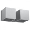 Lampi De Perete Quad Gri Aluminiu 2 Becuri Patrat Modern De Interior