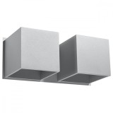 Lampi De Perete Quad Gri Aluminiu 2 Becuri Patrat Modern De Interior