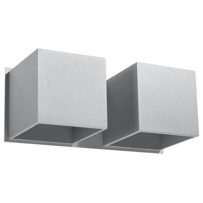 Lampi De Perete Quad Gri Aluminiu 2 Becuri Patrat Modern De Interior foto