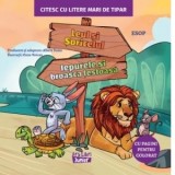 Leul si soricelul. Iepurele si broasca testoasa. Citesc cu litere mari de tipar - Esop