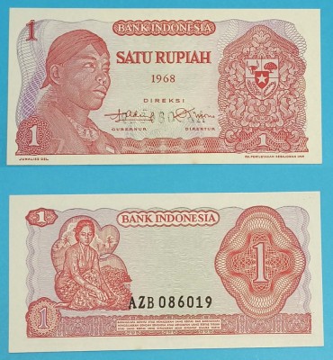 Indonezia (p#102) 1 Rupiah 1968 &amp;#039;Seria Sudirman&amp;#039; UNC serie: AZB 086019 foto