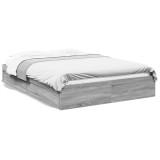 VidaXL Cadru de pat cu sertare gri sonoma 150x200 cm lemn prelucrat 3280655