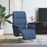 VidaXL Fotoliu de masaj rabatabil cu suport picioare, albastru, textil