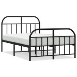 Cumpara ieftin Cadru pat metalic cu tablie de cap/picioare, negru, 120x190 cm