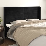 VidaXL Tăblie de pat cu aripioare, negru, 163x16x118/128 cm, catifea