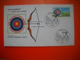 HOPCT PLIC FDC S NR 536 CAMPIONATUL MONDIAL TRAS CU ARCUL BOGENSCHIESSEN 1979 -BERLIN VEST GERMANIA -NECIRCULAT