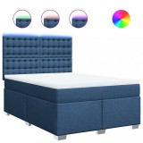 Cumpara ieftin Pat box spring cu saltea, albastru, 140x200 cm, textil