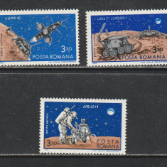 Romania 1971 - #756 & #757 Luna 16 and Luna 17 & Apollo 14 3v MNH