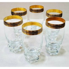 Sase pahare din cristal decorate cu aur coloidal, Anii 40
